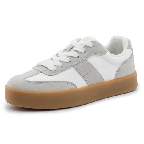 Amazon.com | Rihero White Platform Sneakers for Women Comfortable Tennis Walking Shoes Non-Slip F... | Amazon (US)
