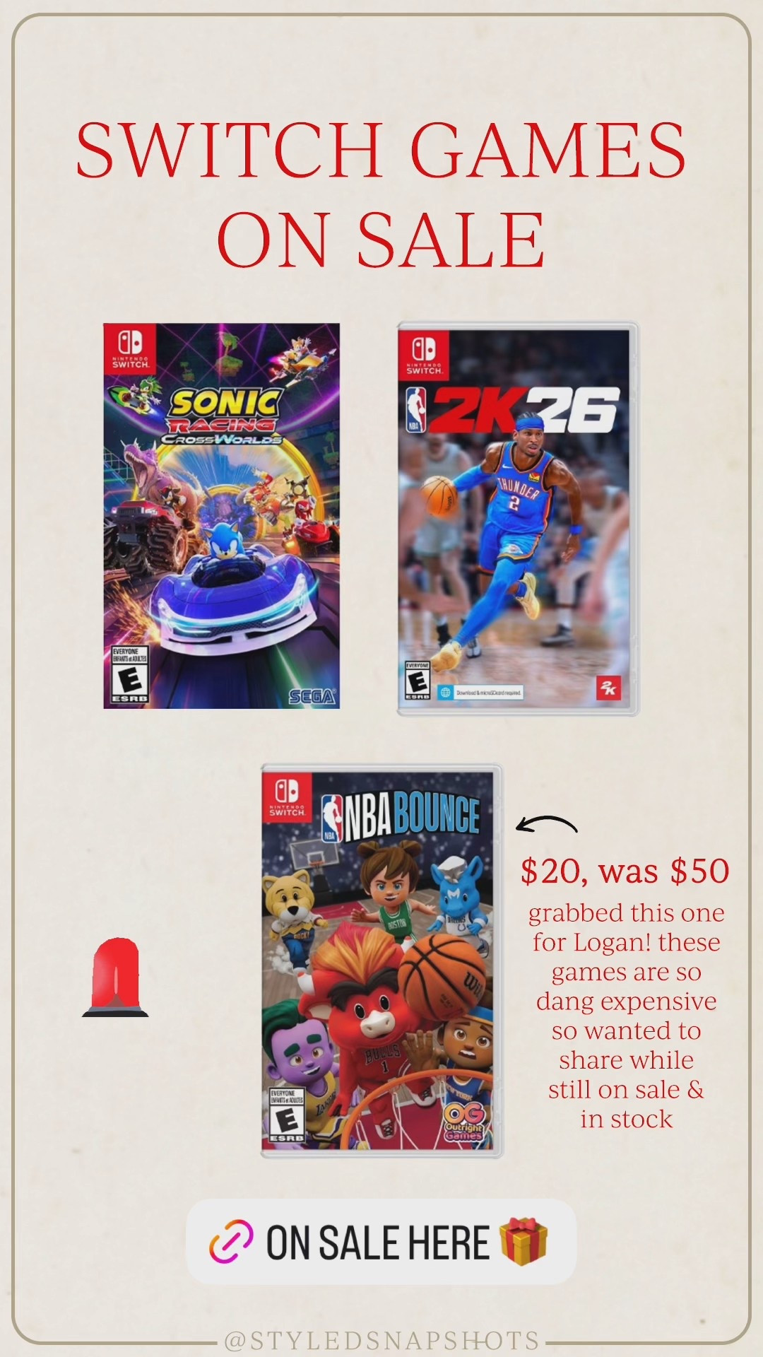 Nintendo switch games on sale!! Grabbed the cartoon basketball game for Logan 🎁

#LTKFindsUnder50 #LTKSaleAlert #LTKGiftGuide