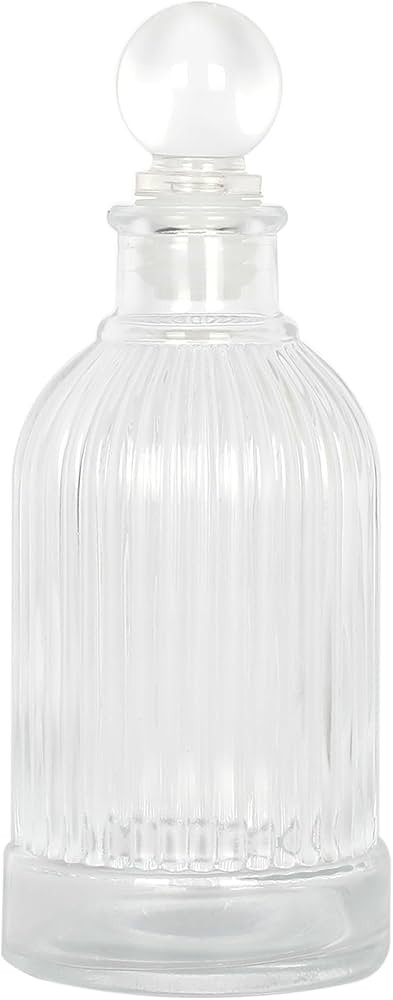 Magic Season Decorative Glass Bottle - 7 fl oz. Vertical Stripes Round Bottle (1 Set w/Glass Stop... | Amazon (US)