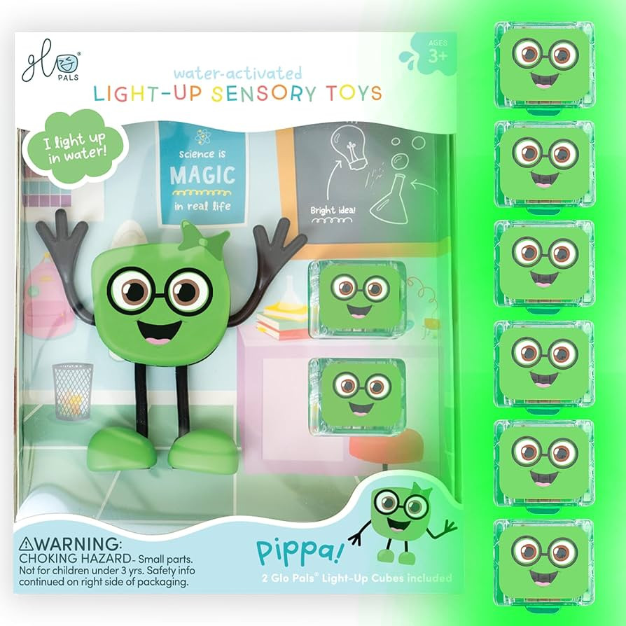 New Glo Pals Pippa Water-Activated Bath Toy with 6 Reusable Light-Up Cubes for Sensory Play | Amazon (US)