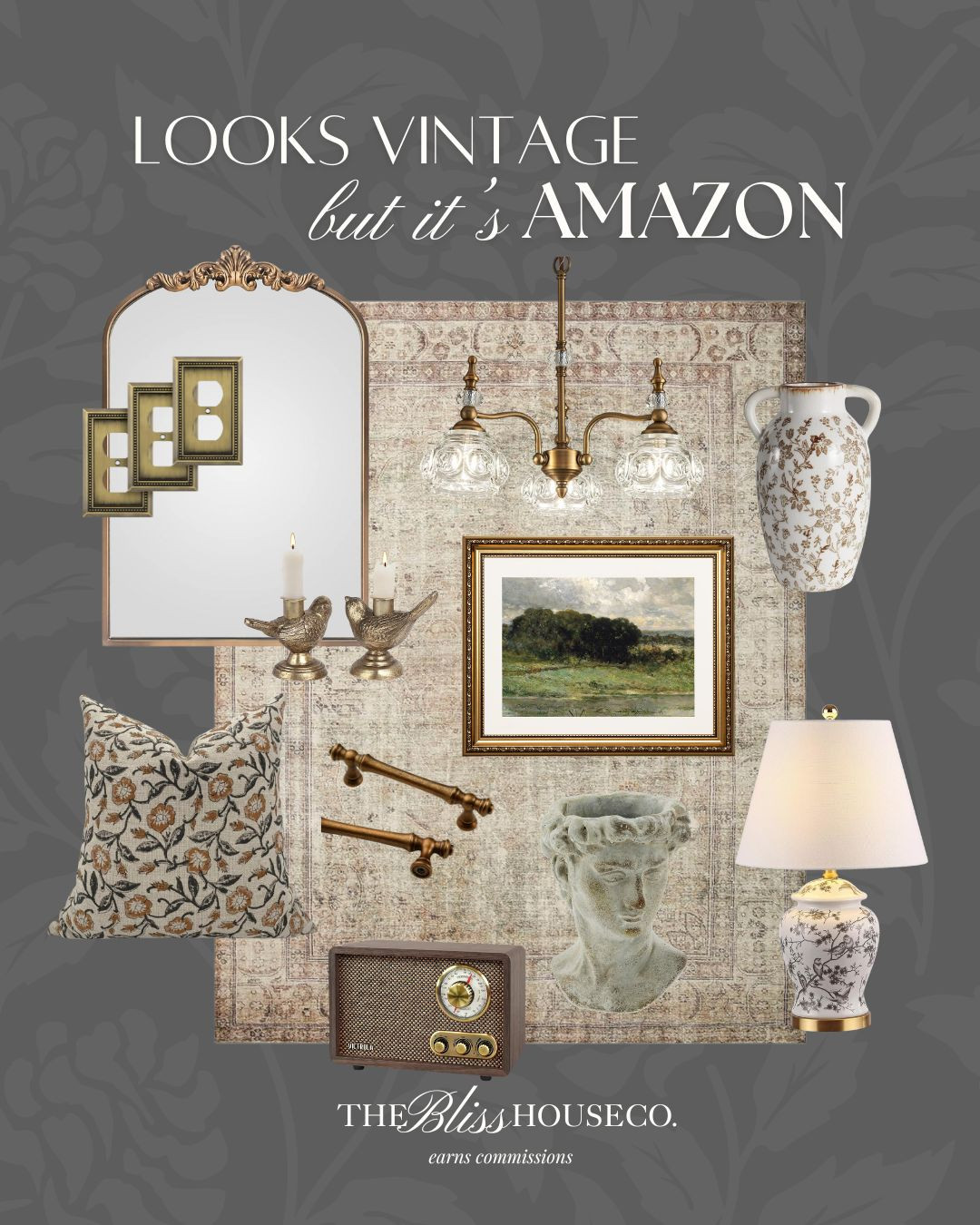 Elegant vintage-inspired home decor all from Amazon!

Antique brass wall plates, Greek statue planter, cozy floral pillows, ceramic vases, gold mirror, Victrola radio, antique brass cabinet pulls, vintage wall art, chic table lamp, pendant light fixture. 

 #LTKHome #LTKFindsUnder100