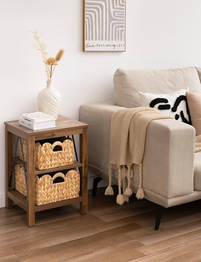 StorageWorks Scalloped Edge Wicker Basket, Hand-woven Rattan Baskets with Built-in Handles, Water... | Amazon (US)
