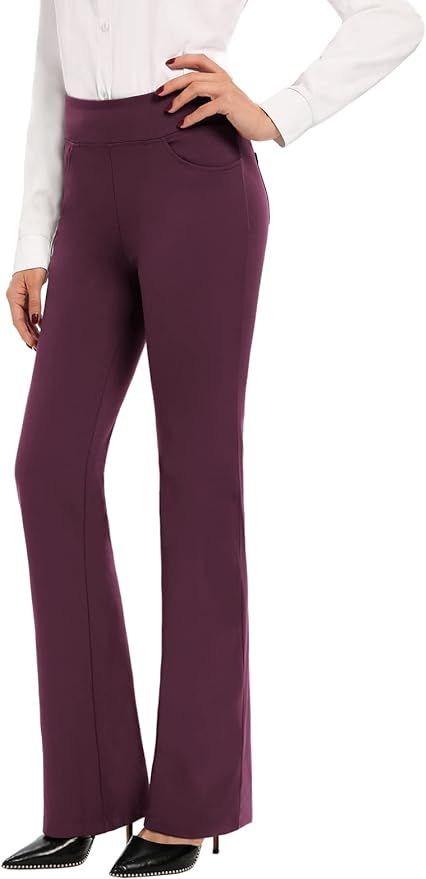 SEVEGO 29"/31"/33"/35" Inseam Women's Bootcut Yoga Dress Pants High Waist Stretch Work Pants Peti... | Amazon (US)