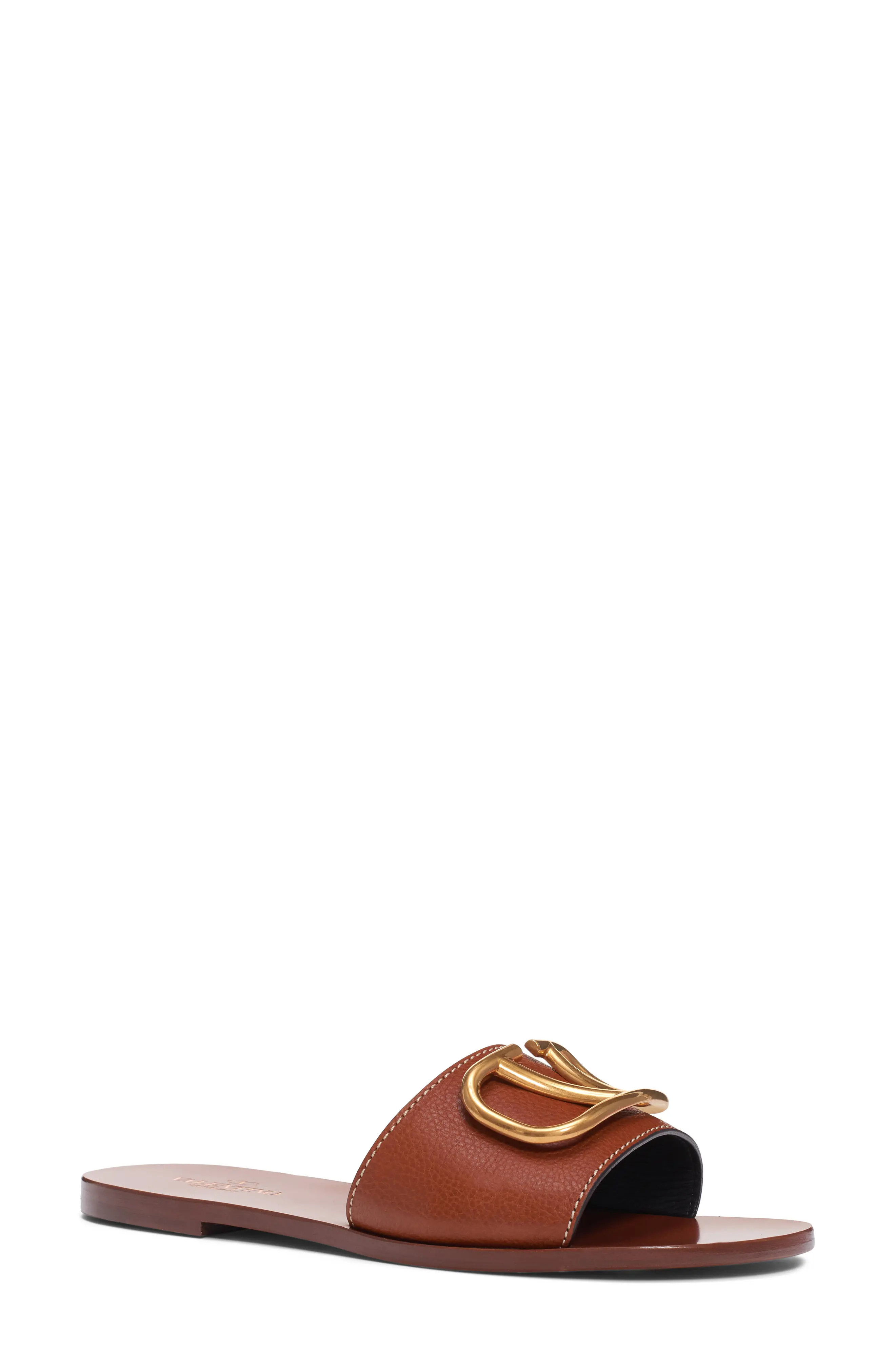Women's Valentino Garavani Vlogo Slide Sandal, Size 5.5US - Brown | Nordstrom