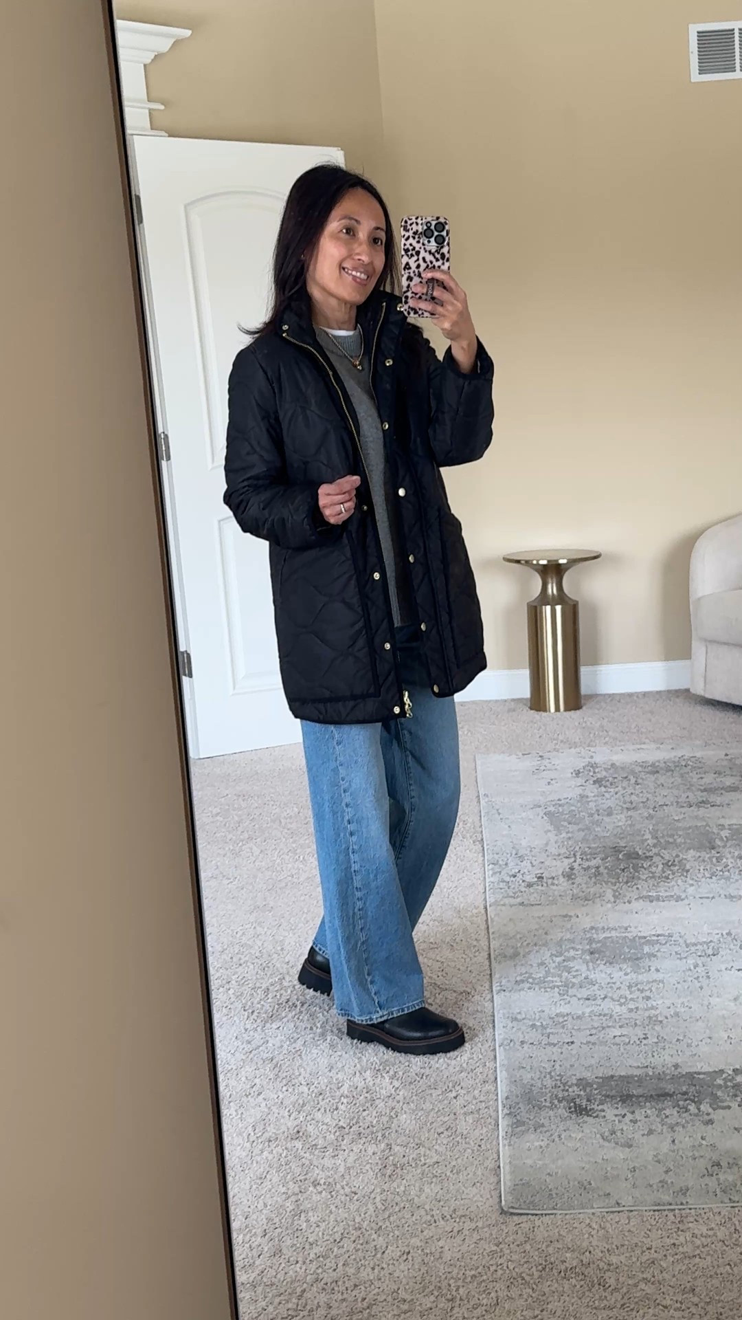 Winter outfits women  Quilted jacket has been restocked in all sizes. Chic style and warmer than it looks. It’s what I wear lately when I don’t need my big puffer coat. 
I sized up. 
Cashmere sweater crewneck. I would size up for a more oversized fit if I were to repurchase. 
Charm necklace. 
Straight leg relaxed jeans- I sized up. 
Waterproof boots in classic Chelsea style. These are still going strong at 3-4 years old. True to size or size up if in between. 


#LTKFindsUnder100 #LTKootd #LTKOver40