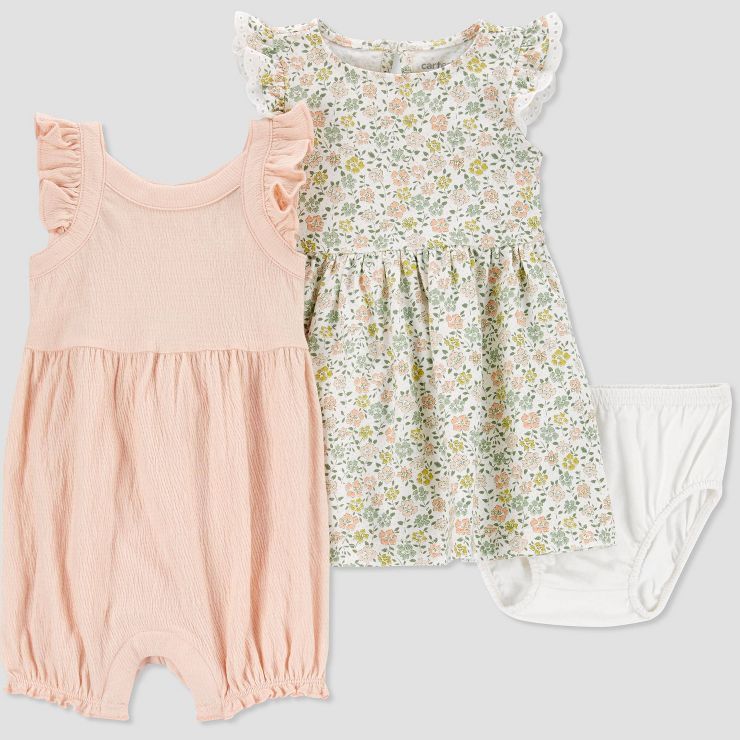 Carter's Just One You® Baby Girls' Floral Romper - Green/Pink | Target