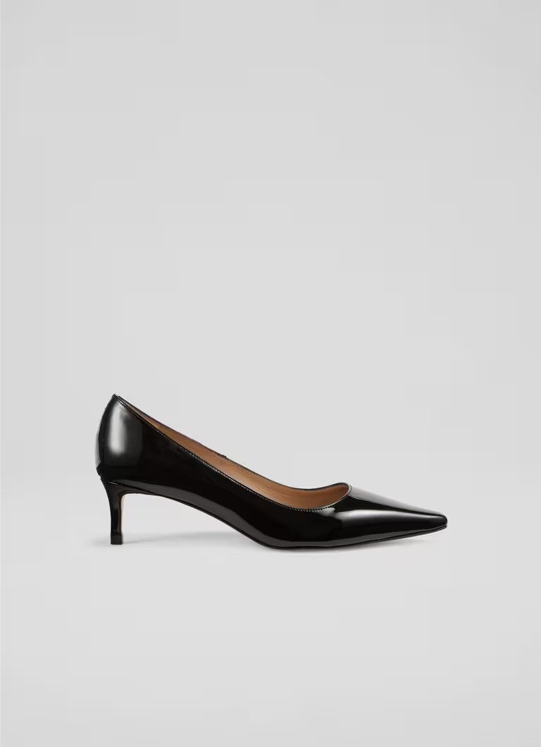New Ava Black Patent Pointed Kitten Heel Court | L.K. Bennett (UK)