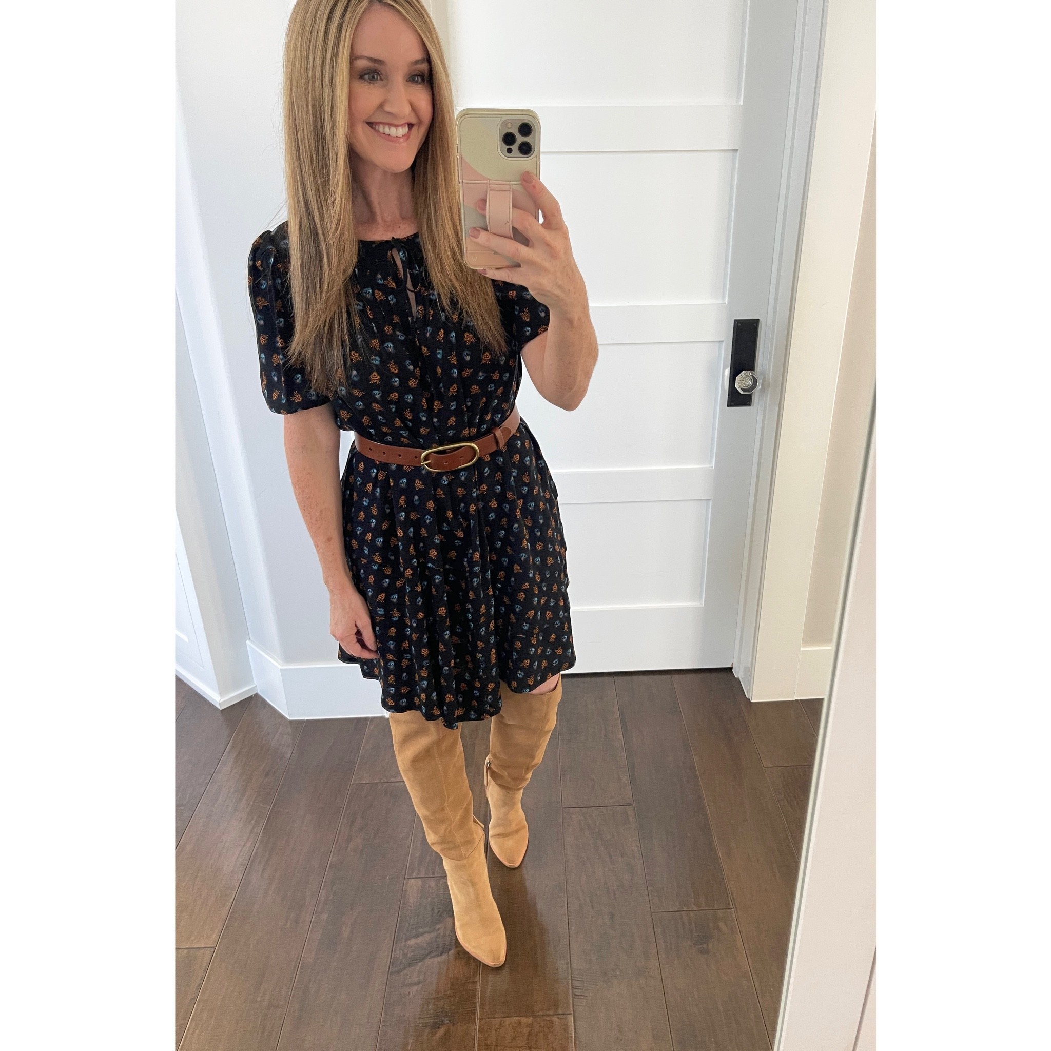 Fall Fashion 
 Fall dress
Over the knee boots 
Brown belt 


#LTKstyletip