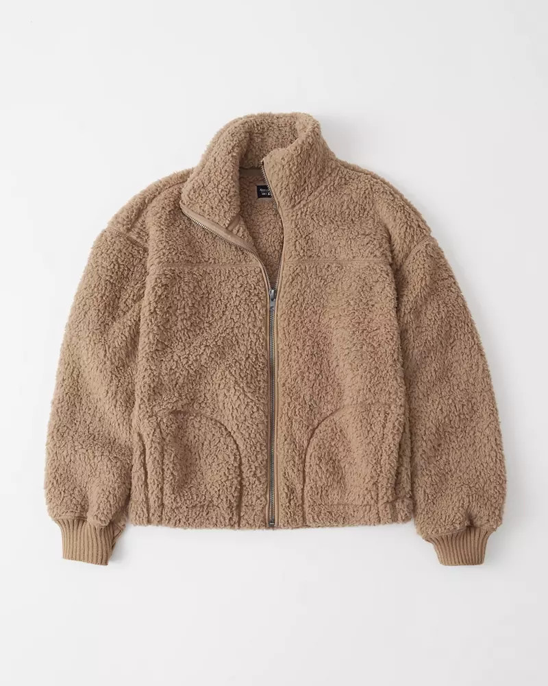 Full-Zip Sherpa Fleece Jacket | Abercrombie & Fitch US & UK
