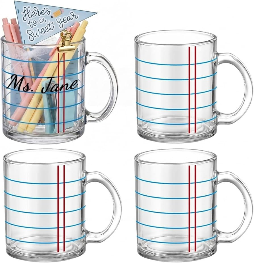 Tioncy 4 Pcs Back to School Coffee Mugs 12 oz Teacher Appreciation Gifts Composition Notebook Cof... | Amazon (US)