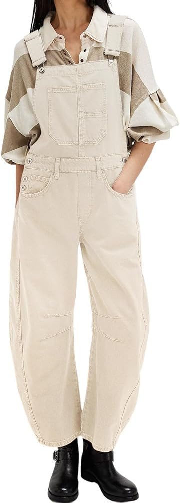 loveimgs Women Y2k Baggy Barrel Jeans Overalls Wide Leg Denim Pants Bib Overalls Jumpsuit Boyfrie... | Amazon (US)