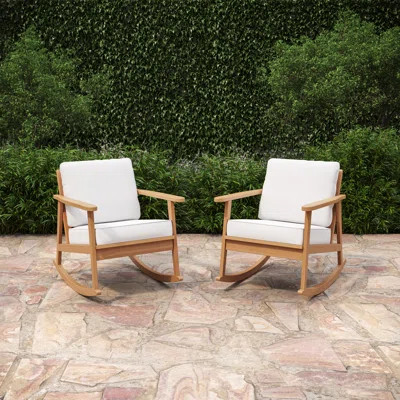 Outdoor Herefordshire Rocking Solid Wood Chair with Cushions | Wayfair North America