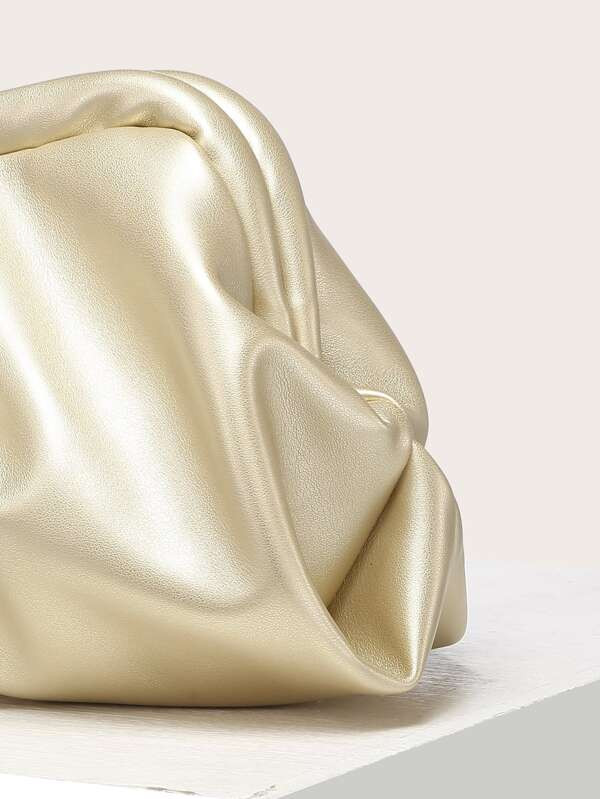 Minimalist Ruched Bag Medium Gold Funky | SHEIN