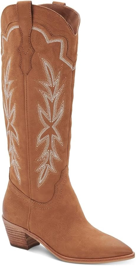 Dolce Vita Womens Shiren Leather Tall Cowboy, Western Boots Tan 8.5 Medium (B,M) | Amazon (US)