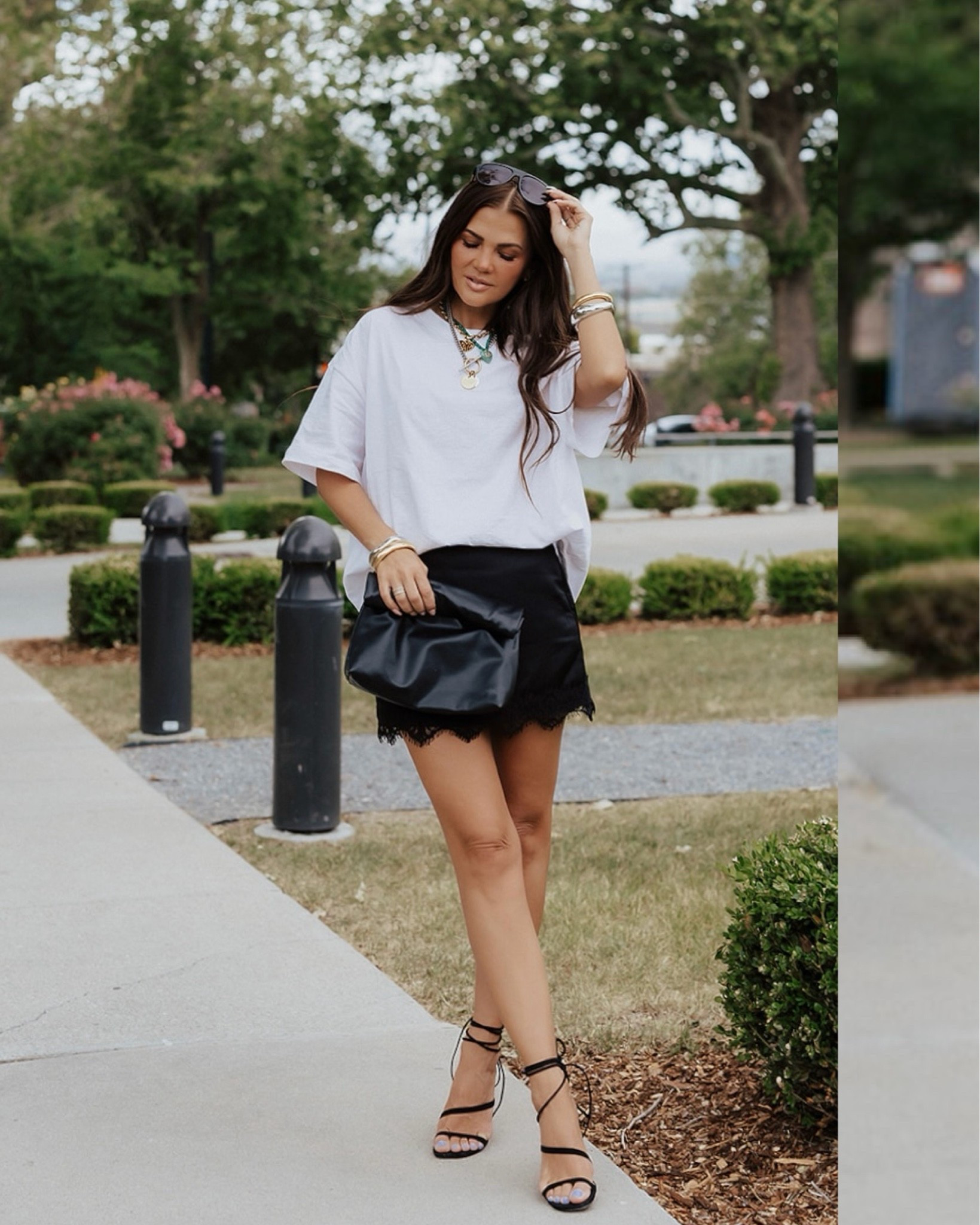 Big tee and lace trim skirt

#LTKootd
