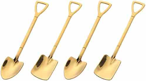 Shovel Spoon Dessert Spoons- 4pcs Ice Cream Spoon Gold Shovel Shape Spoons Mini Long Handle Coffe... | Amazon (US)