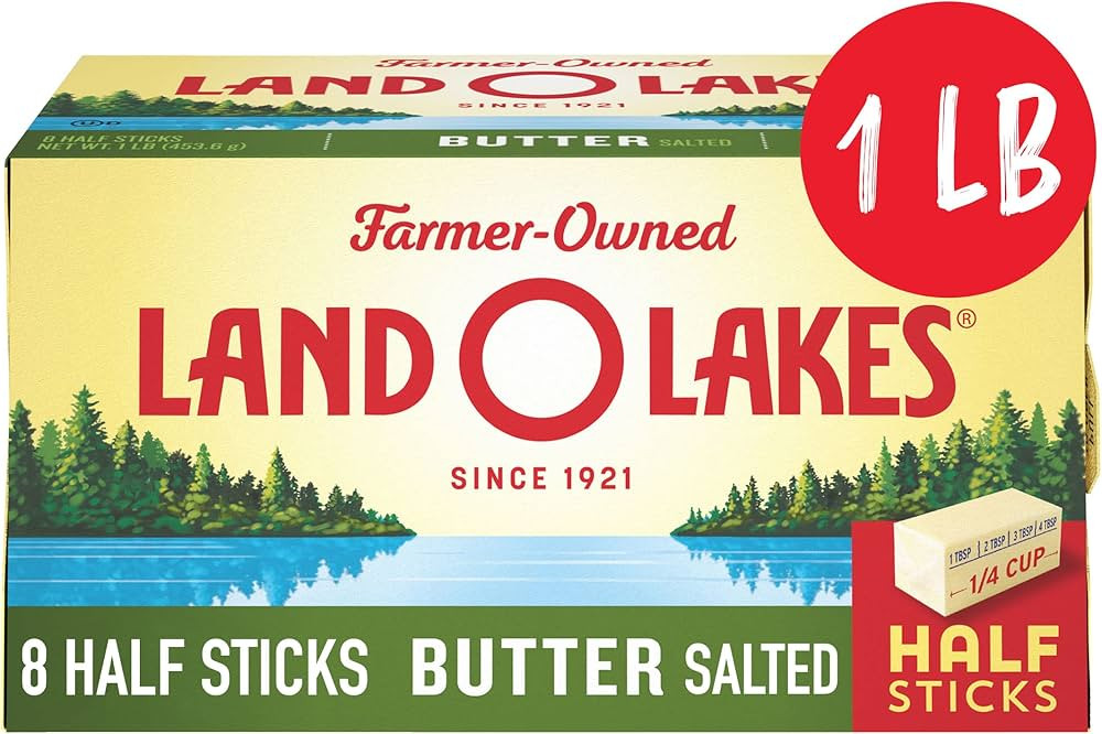 Land O Lakes Salted Butter Half Sticks, Made With Sweet Cream and Salt, 8 Half Butter Sticks, 1 l... | Amazon (US)