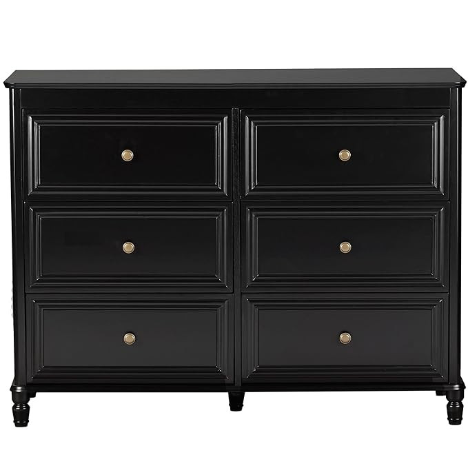 Little Seeds Piper 6 Drawer Dresser, Black | Amazon (US)