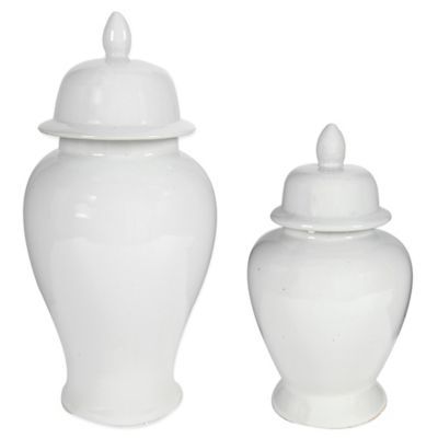 A&B Home Seaford Ceramic Ginger Jar in White | Bed Bath & Beyond