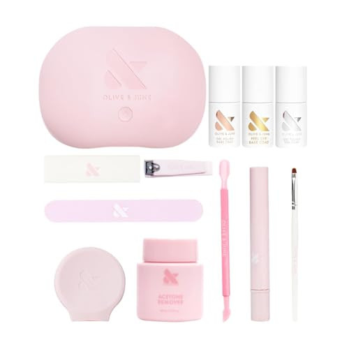 Olive & June Gel Mani System Set | Includes Nail Tools, Peel-Off & Gel Base Coats, Top Coat, LED Lamp, Cuticle Serum & The Poppy | Easy At-Home Mani Kit | 15-Free, Vegan, Cruelty-Free | Amazon (US)