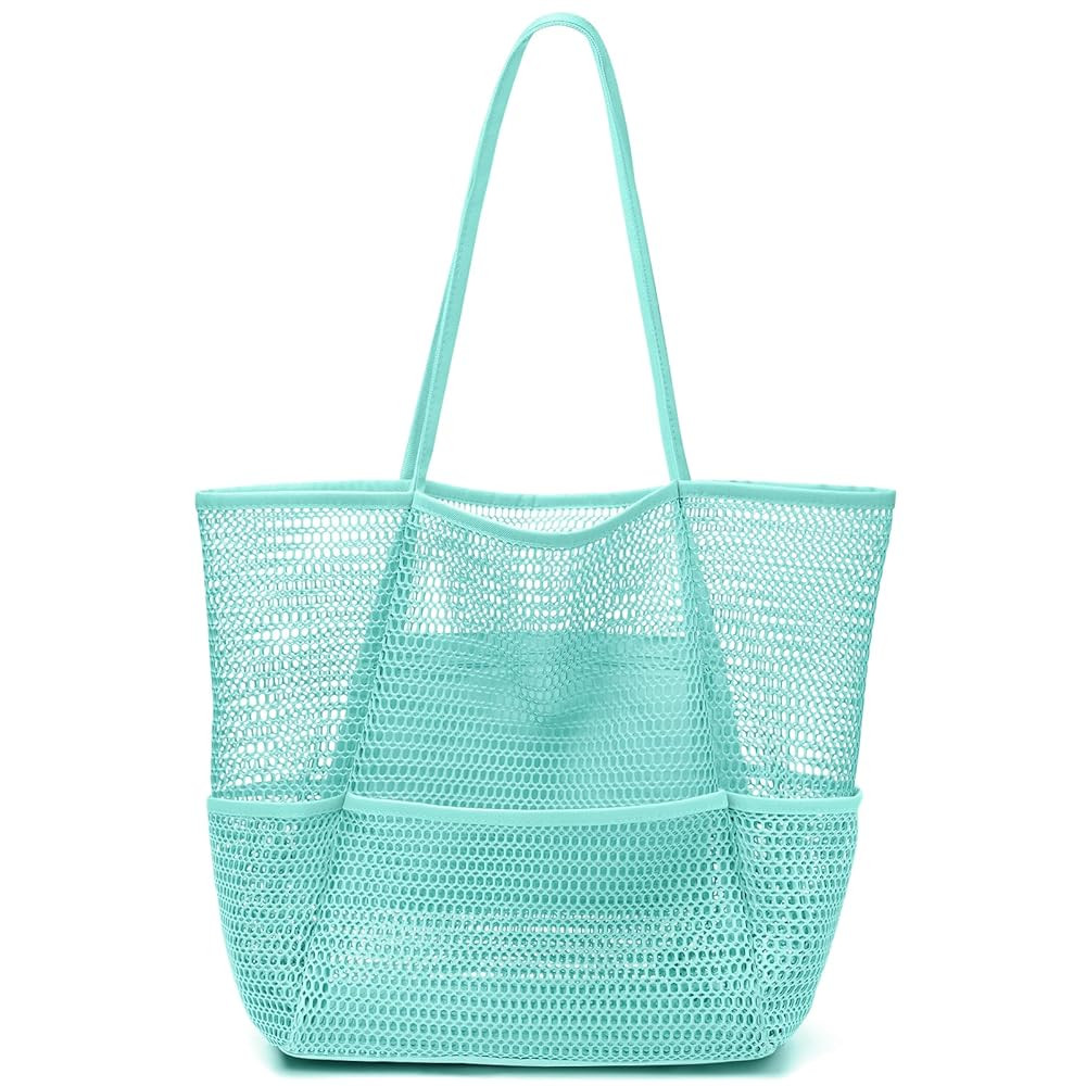 KPX Beach Bag with Mini Pocket, Beach Tote Bags for Women Large Foldable Mesh Swimming Pool Trave... | Amazon (US)