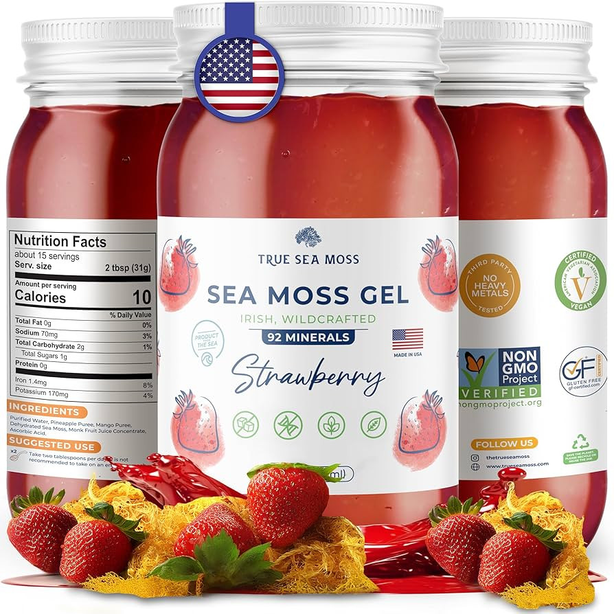 TrueSeaMoss Wildcrafted Irish Sea Moss SuperFood - Made with Premium Sea Vegetables - Vegan-Frien... | Amazon (US)