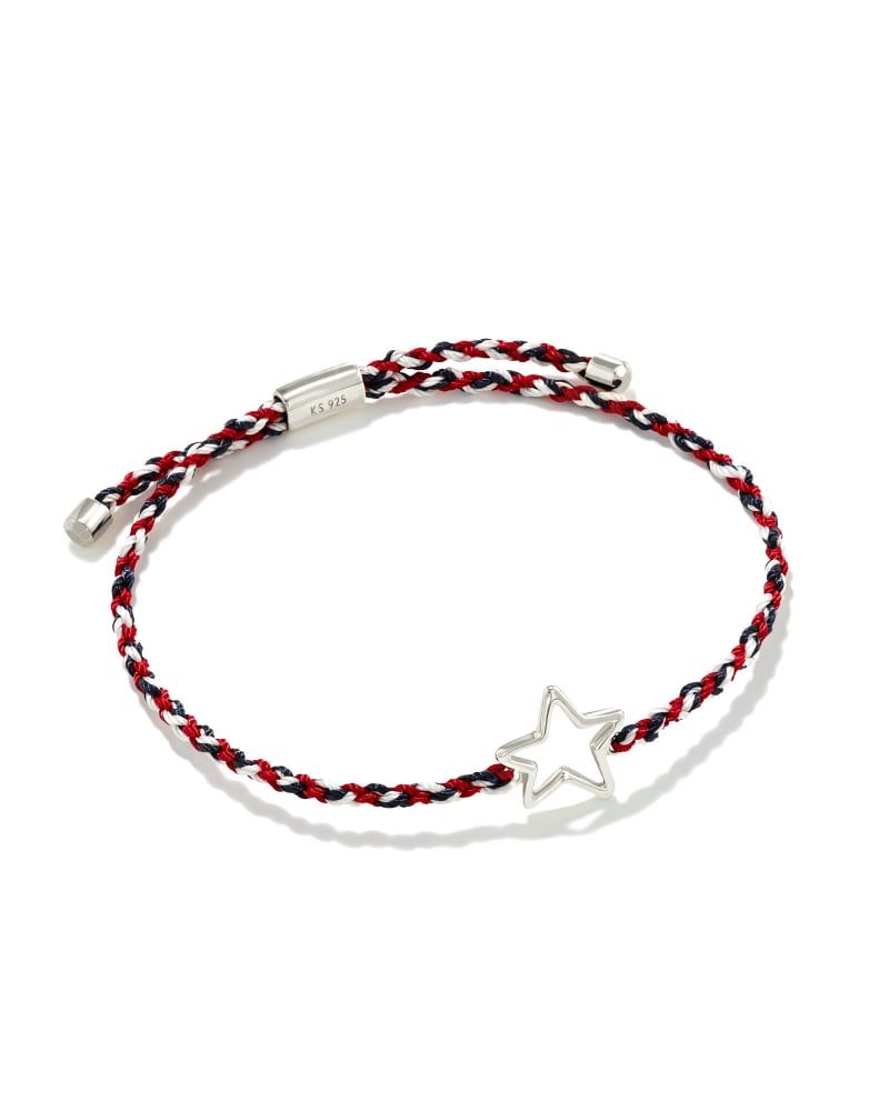 Open Star Sterling Silver Corded Bracelet in Red, White, Blue Mix | Kendra Scott