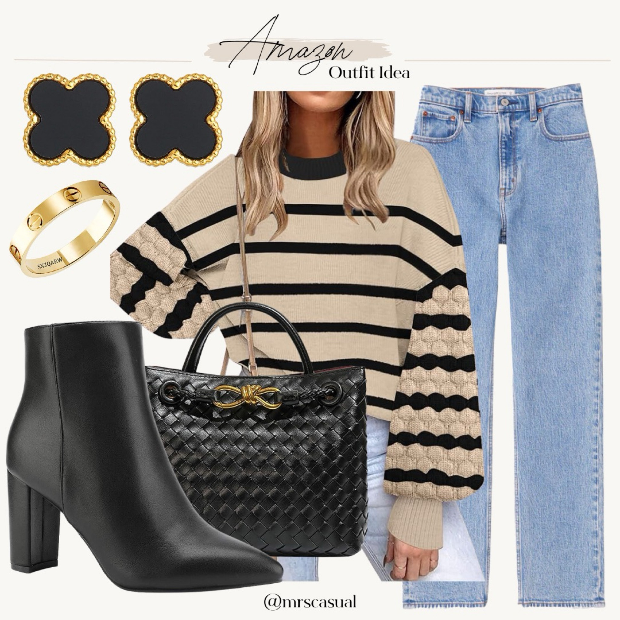 Amazon striped sweater outfit idea. 

#LTKover40 #LTKfindsunder100 #LTKfindsunder50