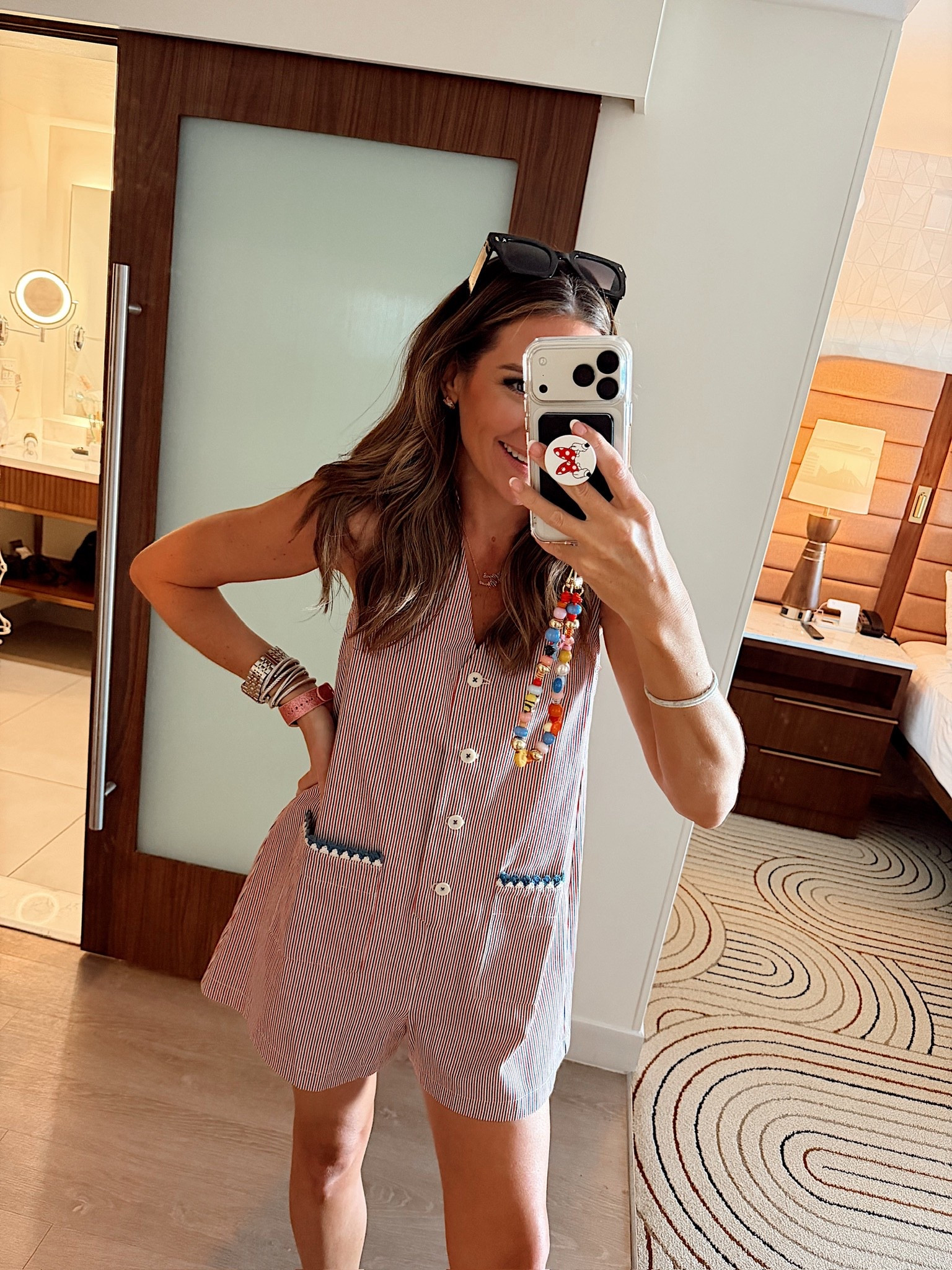 Disney resort ootd! In a small romper, sandals and accessories - fits tts.

#LTKootd #LTKSeasonal #LTKTravel