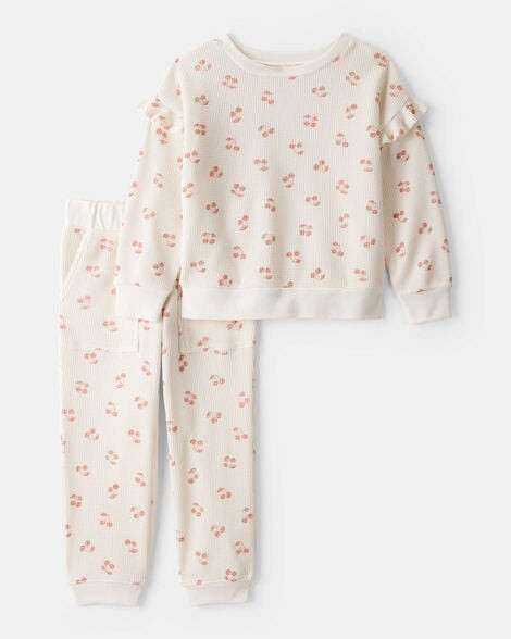 Carter's Toddler Girls Girl 2-Piece Cherry Fruit Print Long-Sleeve Tee & Pant Set - Ivory 4T Ivory | Carter's Inc
