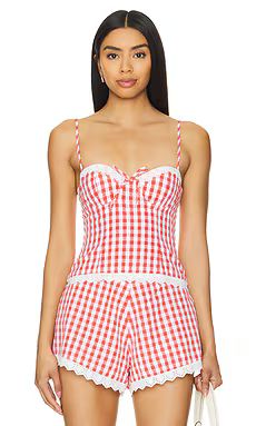 MAJORELLE Peggy Bustier Top in Red & White Check from Revolve.com | Revolve Clothing (Global)