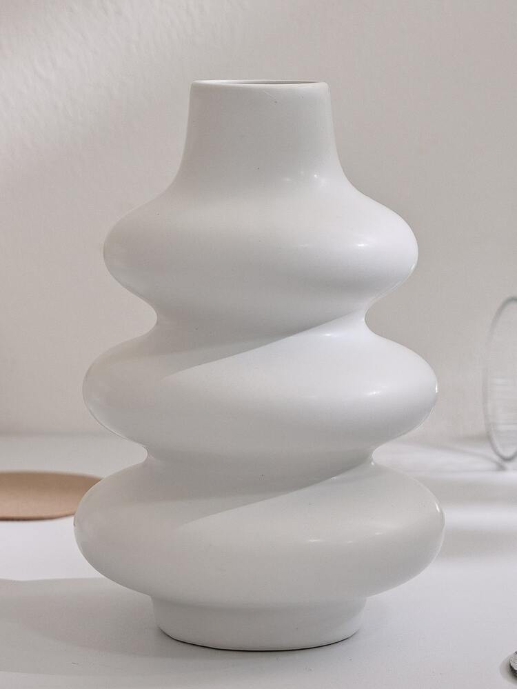 1 Stück Porzellan Blumenvase, moderne weiße geometrisch geformte Vase für Zuhause | SHEIN