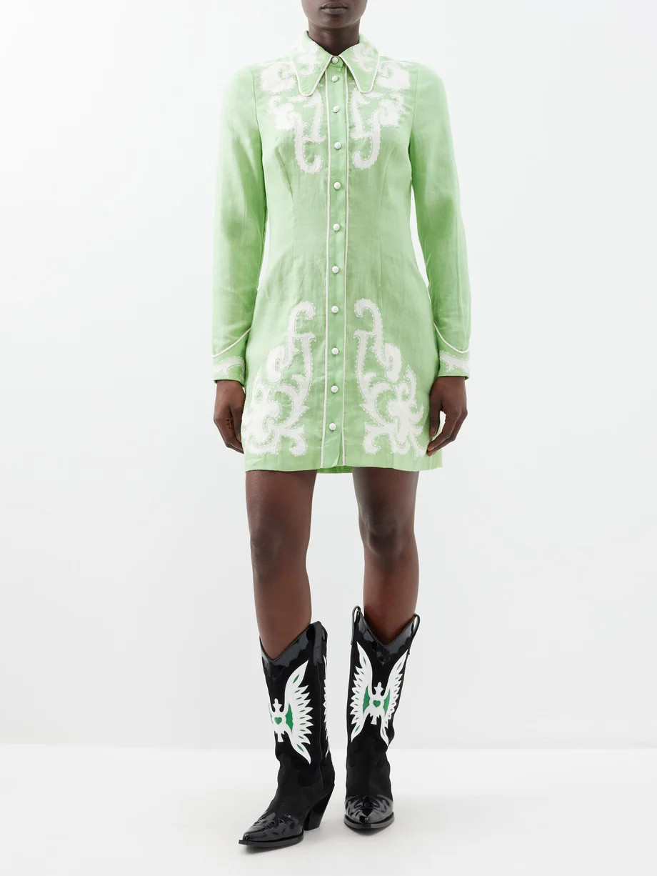 Ruby appliqué-linen shirt dress | Matches (US)