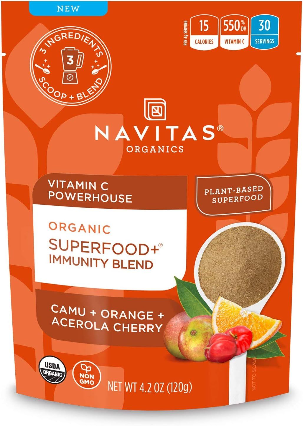 Navitas Organics Superfood+ Immunity Blend (Camu + Orange + Acerola Cherry), 30 Servings — Orga... | Amazon (US)