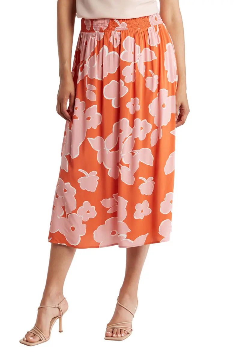 Patterned Smocked Midi Skirt | Nordstrom Rack