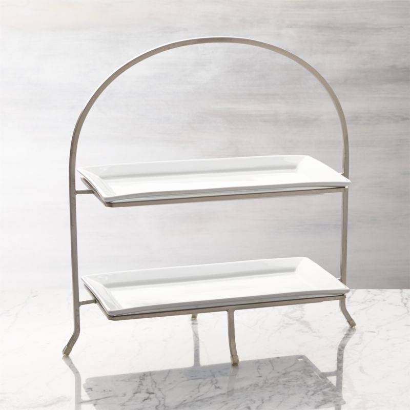Cambridge 2-Tier Server Cupcake Stand with Plates + Reviews | Crate & Barrel | Crate & Barrel