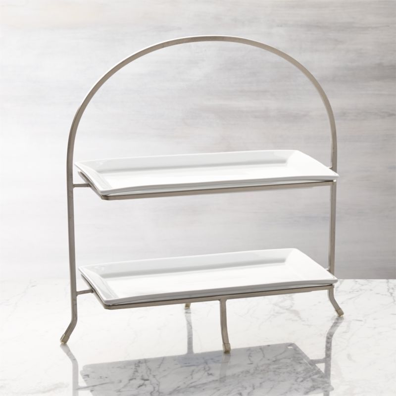 Cambridge 2-Tier Server with Plates + Reviews | Crate and Barrel | Crate & Barrel