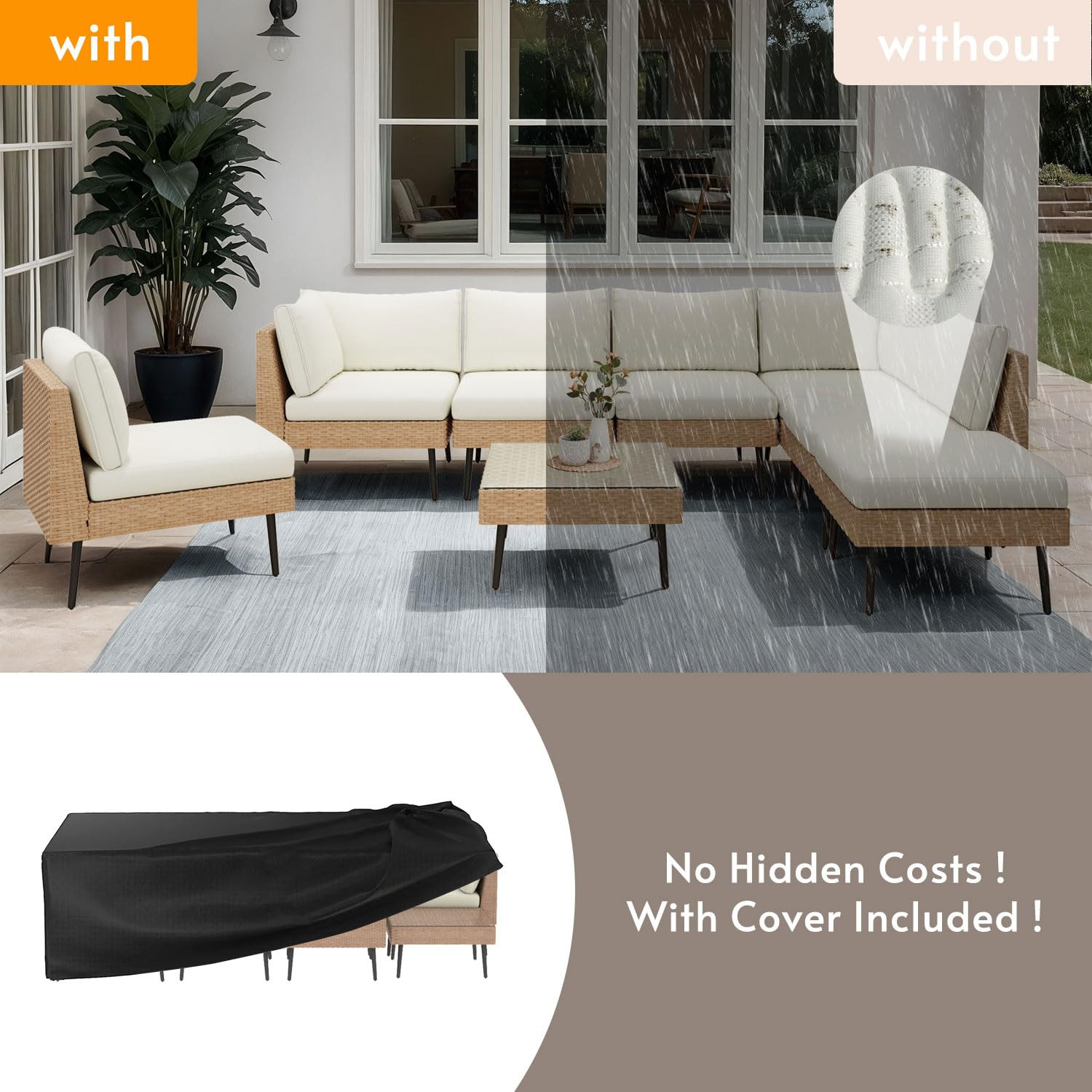 ENSTVER Outdoor Patio Sectional Furniture Set, 8 Piece Wicker Conversation Patio Furniture Wtih E... | Amazon (US)