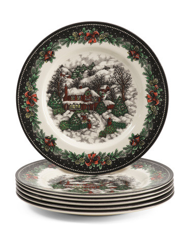6pk Christmas Village Dinner Plates | Marshalls