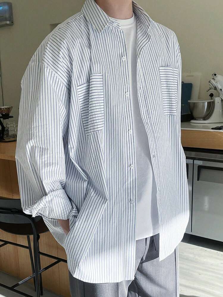 DAZY Men Striped Print Drop Shoulder Shirt | SHEIN