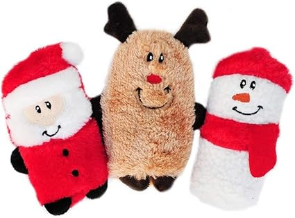 ZippyPaws - Holiday Squeakie Buddies No Stuffing Plush Dog Toy - 3-Pack Santa, Reindeer, Snowman | Amazon (US)