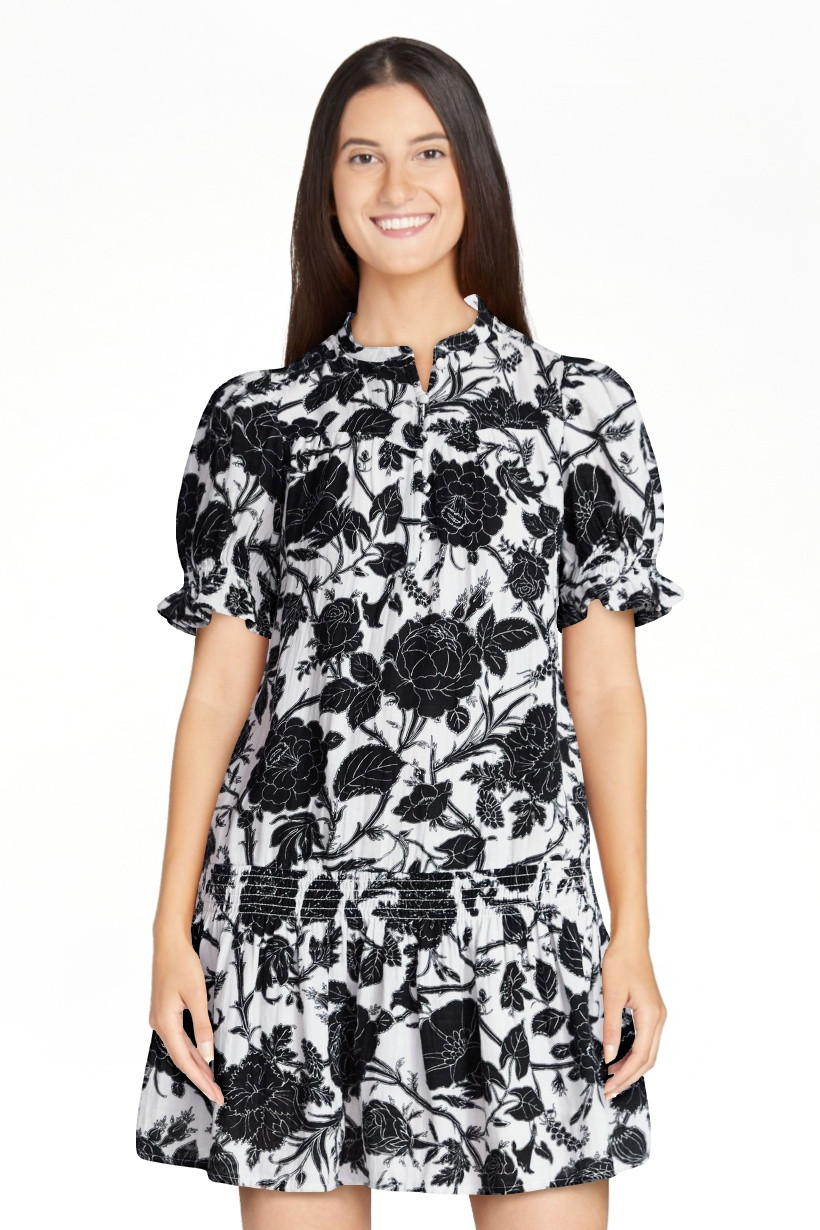 Time and Tru Women's Cotton Double Cloth Mini Dress with Drop Waist, Sizes XS-XXXL | Walmart (US)