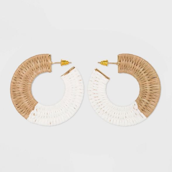 Color Blocked Woven Hoop Earrings - A New Day™ | Target