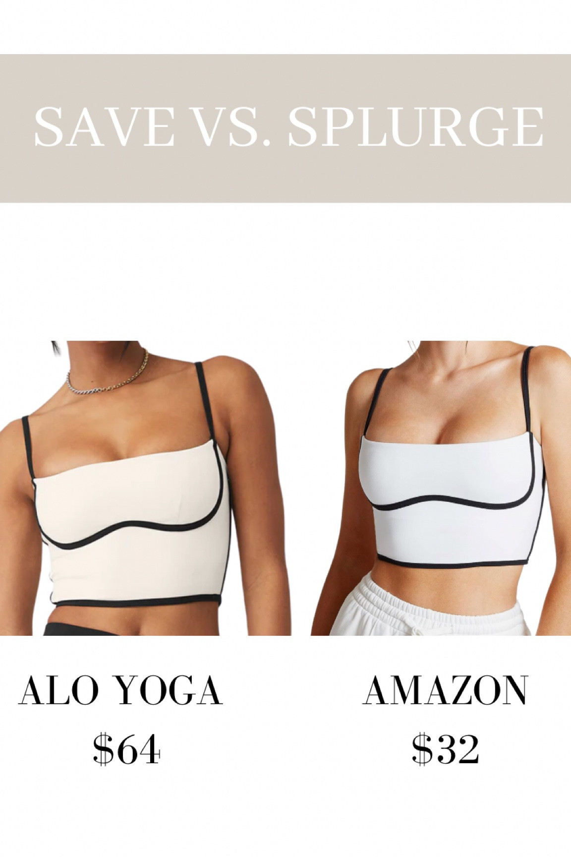 Save VS. Splurge!✨ 

#alo #alowear #aloyoga #alotops #alocroptop #amazonfinds #amazondupes #dupes #amazonfashion #amazoncroptop #amazontops #amazonstyle #style #athleisure #athleisurewear #founditonamazon #everydaystyle #workoutgear #offdutystyle #saveorsplurge #ltkfitness 

#LTKstyletip #LTKFind #LTKunder50