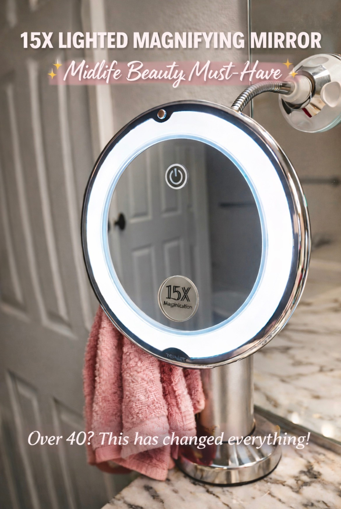 ✨ Midlife beauty hack I didn’t know I needed… until I had it ✨

If you’re over 40, you already know: lighting is everything and so is being able to actually SEE what you’re doing.

This 15X lighted magnifying mirror has been a total game changer for:
💄 makeup
🪞 skincare
🖊️ brows
👓 those little details we don’t mess around with anymore

Simple, sleek, and honestly one of my best bathroom upgrades. Linked on my LTK!

#LTKFinds #MidlifeMustHaves #BeautyOver40 #AmazonHomeFinds #SkincareEssentials