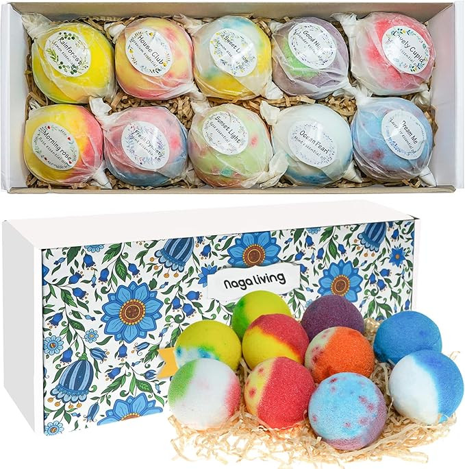 Nagaliving Bath Bombs Gift Set, 10 Organic Bubble Bath Bombs, Wonderful Fizz Effect Bath Gift for... | Amazon (US)