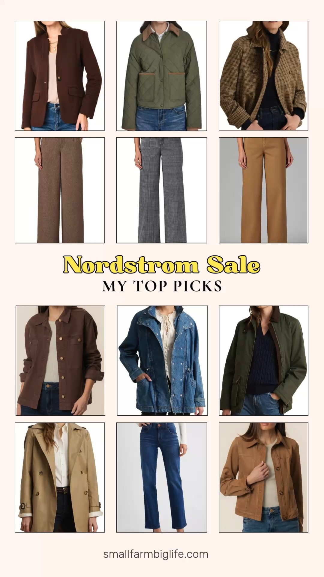 The Nordstrom Sale is still going strong with more fall wardrobe staples worth stocking up on now before prices go back up until Black Friday. This round of picks is all about denim and jackets, the pieces that make building fall outfits so easy.
For denim, I am loving the blue Sawyer Straight Leg Jeans, the grey and black Sam Plaid High Waist Wide Leg Jeans, the cognac Sam High Waist Wide Leg Jeans, and the brown Whitney Skyrise Wide Leg Trousers. For jackets, the brown trucker Barb Stretch Cotton Shirt Jacket, the cognac cropped Matilda Trucker Jacket, and the blue Double Breasted Stretch Denim Jacket with Bib Inset are all great transitional layers.
For outerwear, the olive green with brown trim Waxed Raincoat with Corduroy Trim, the tan Ainsworth Double Breasted Trench Jacket, the olive green Quilted Barn Jacket, the brown Inverted Notch Collar Cotton Blend Knit Blazer, and the london box check Double Breasted Wool Blend Jacket round out the picks for layering season ahead.
Shop all of my Nordstrom Sale denim and jacket picks linked in this post while these fall favorites are on sale! 

 #LTKootd #LTKOver40 #LTKSaleAlert
