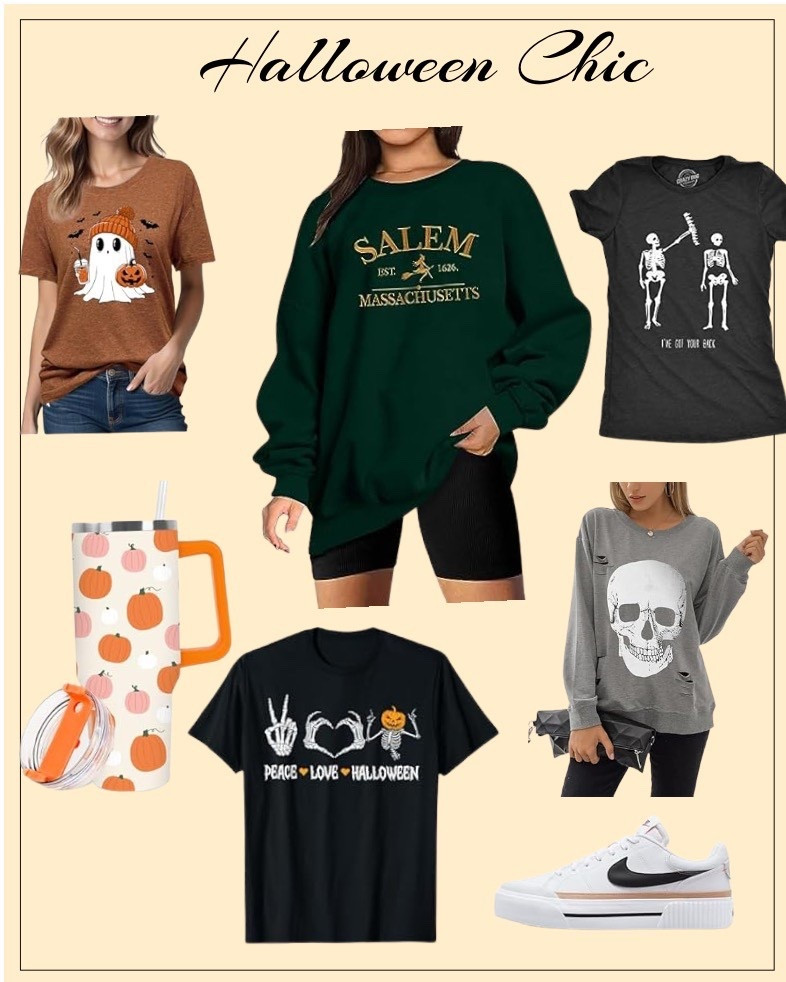 It’s Halloween, but you still want to look cute for handing out the candy… And all season long. Grab one of these long sleeve or short sleeve T-shirts or sweatshirts, and pair with your leggings or jeans and you will be all set!  All from Amazon!

#LTKHalloween