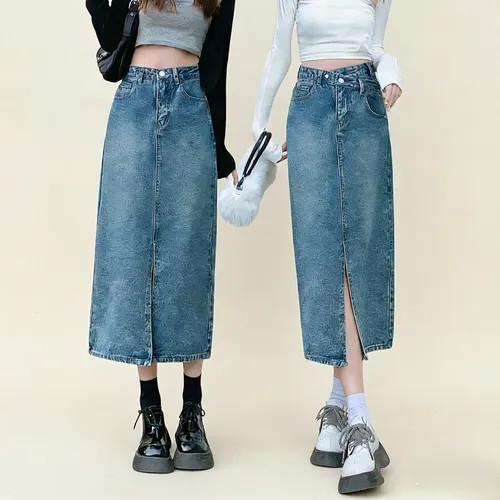 Denimot - High Waist Slit Denim Midi Pencil Skirt | YesStyle Global