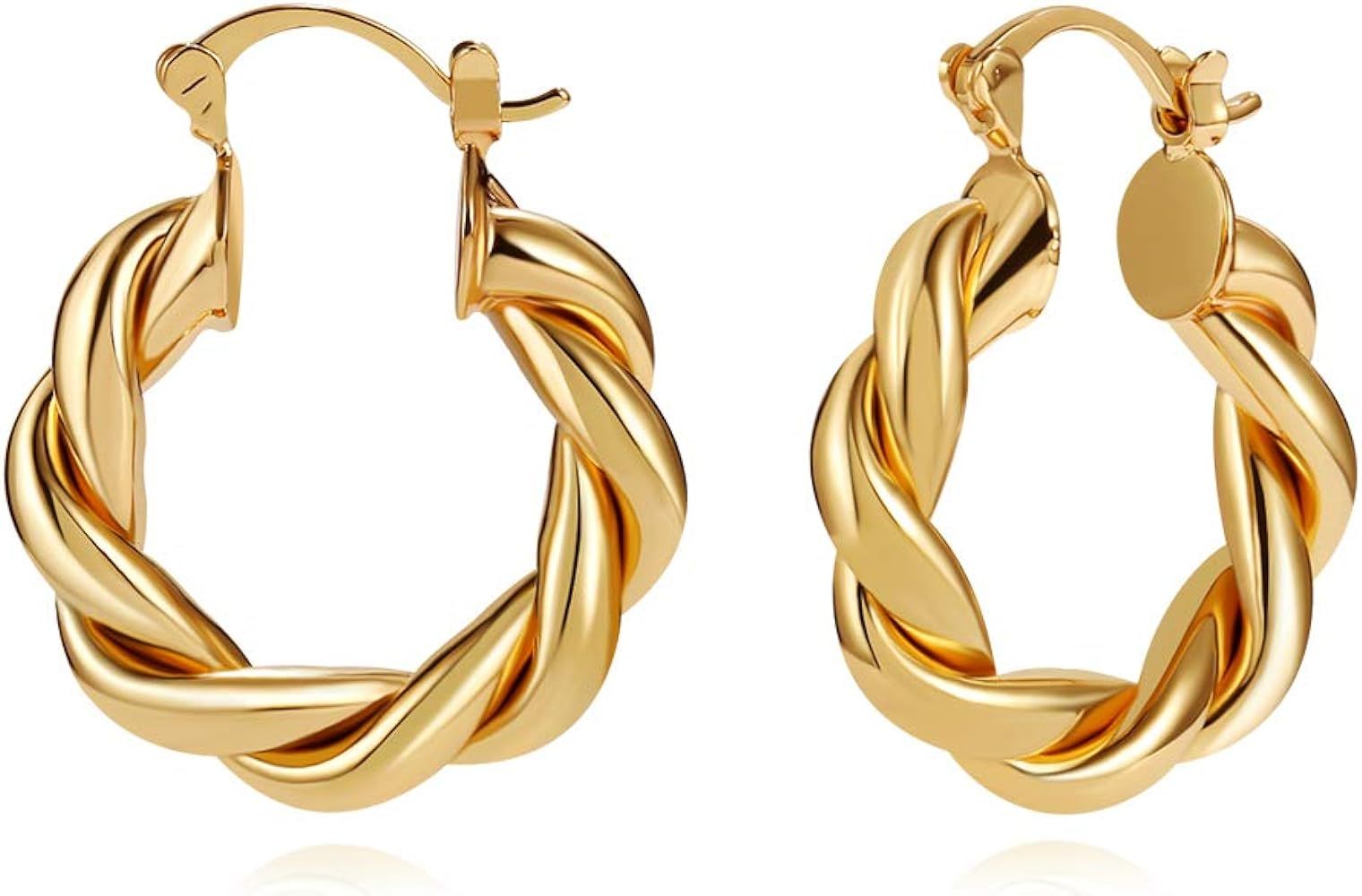 Twisted Chunky Gold Hoop Earrings  | Amazon (US)